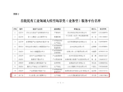 2025年的第一封喜报丨最准马网站资料免费荣获山东省首批优秀工业领域大模型服务平台